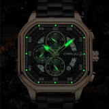 CRRJU 2314 New Stainless Steel Rose Black Men Watch Multi-function Chronograph Quartz Watches Mens Waterproof Luminous Clock