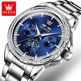 OLEVS 6695 Mechanical Automatic Movt Watches High Quality Stainless Steel Strap Auto Week 24 Hours Moon Phase Display SmartWatch