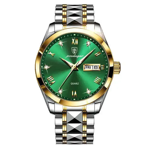 New POEDAGAR 985 Top Brand Luxury Green Dial Men Watch Waterproof Luminous Date Clock Mechanical Watch for Men Quartz Wristwatch