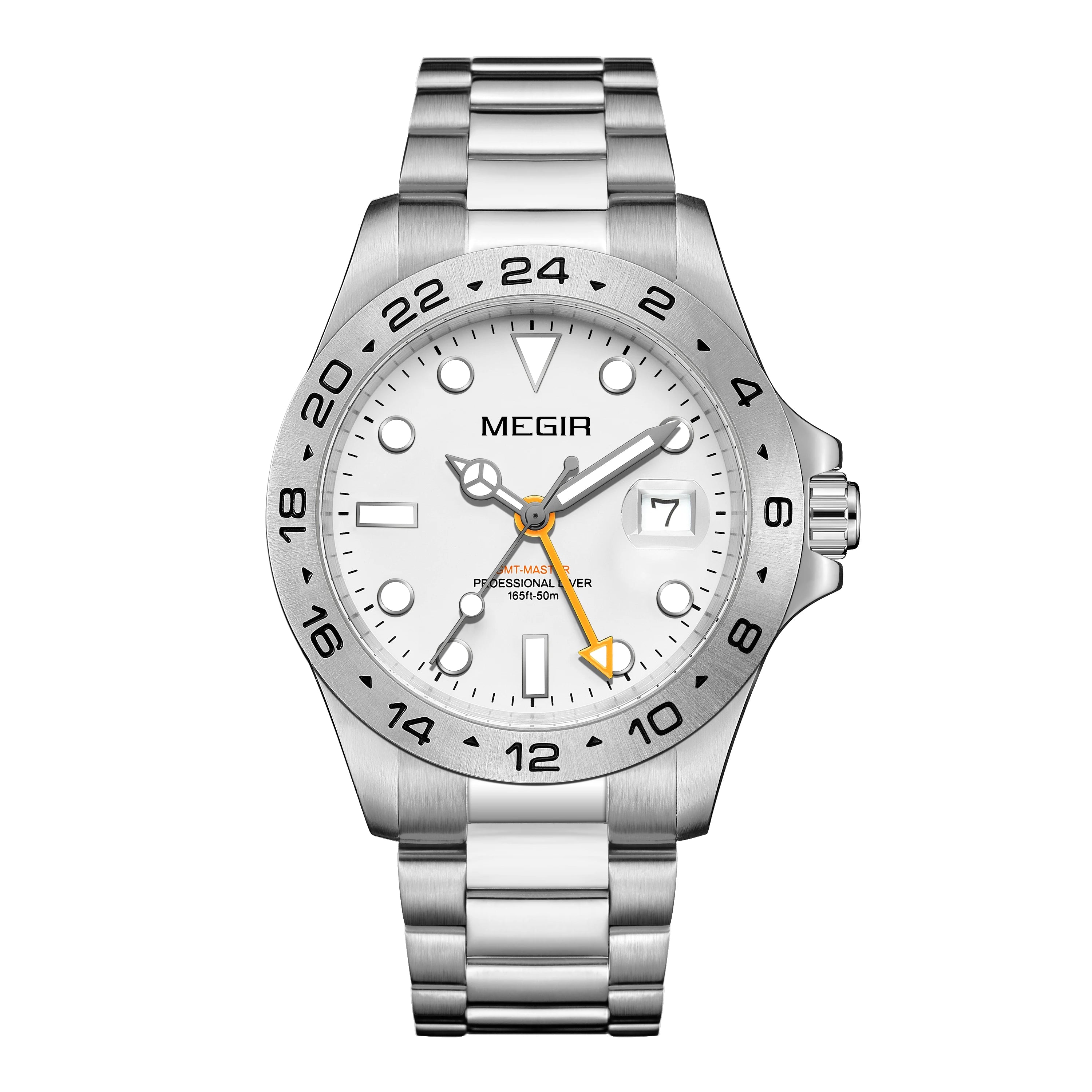Men Watch Private Label Gold Quart Luxury Man Wrist Watch Quartz Movement Sapphire Glass Reloj Megir Stainless Steel Watch Men 8