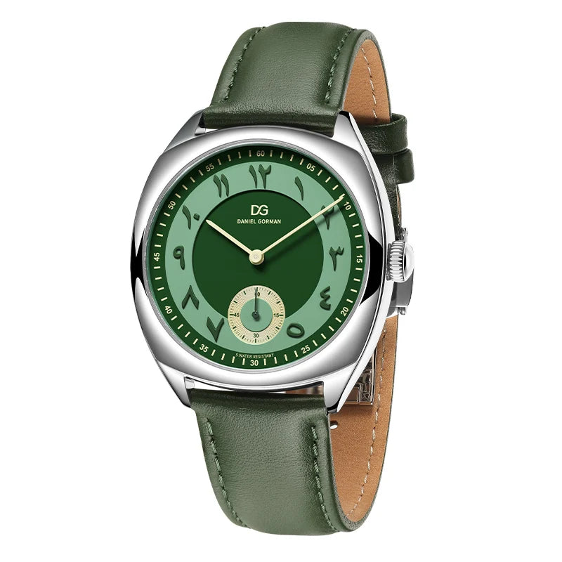 Daniel Gorman DG9520 Business Quartz Watches Luxury Green Genuine Leather Strap 5 ATM Waterproof Men Watch Montres De Luxe