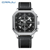 CRRJU 2314 New Stainless Steel Rose Black Men Watch Multi-function Chronograph Quartz Watches Mens Waterproof Luminous Clock