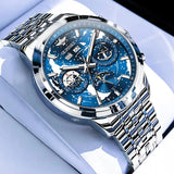 OUPINKE 3256 Fashion Men Watch Nebula Surge Dial Men Waterproof Night Light Calendar Week Original Automatic Mechanical Watch