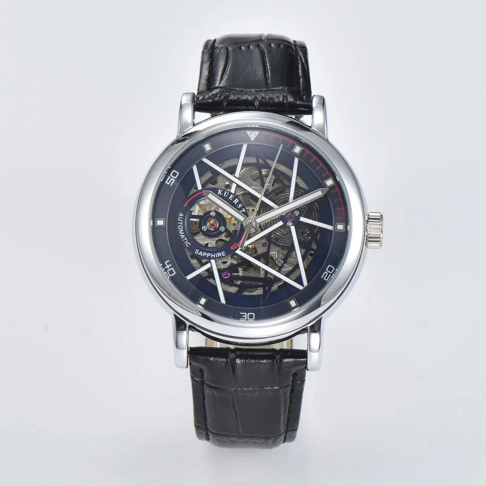 Hardlex Glass Transparent Sport Casual Mechanical Automatic Wrist Watch Waterproof Luxury Skeleton Steampunk Design Men Watch