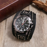 2025 Mens Quartz Wristwatch Fashion Cowhide Watchband Vintage Punk Big Round Watches Men Wide Genuine Leather Bracelets Clock