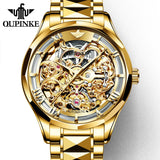 OUPINKE Tungsten Steel Strip Men Watch Fully Transparent Dial Automatic Mechanical Watches Waterproof Sapphire Mirror Surface
