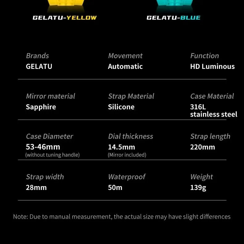 GELATU 6007 Men Watch Tourbillon Fully Automatic Mechanical Watch Luxury Band Fashion Sports Waterproof Man Watch Reloj Hombres