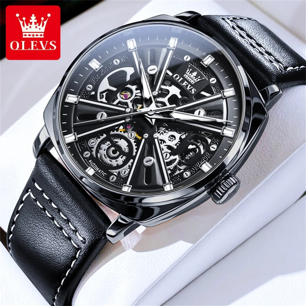 OLEVS 6685 Men Watch Elegant Brand Famous Luxury Rose Gold Watches Male Leather Butterfly Design Wristwatches Relogio