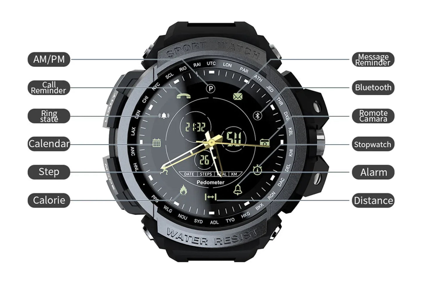 MK28 intelligent sports watch men's mountaineering Bluetooth watch outdoor step counting Bluetooth 4.0. - Wear444