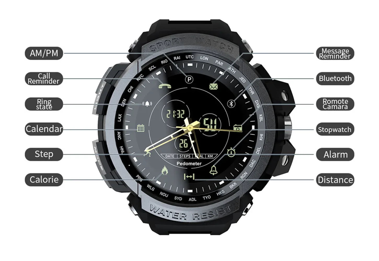 MK28 intelligent sports watch men's mountaineering Bluetooth watch outdoor step counting Bluetooth 4.0. - Wear444
