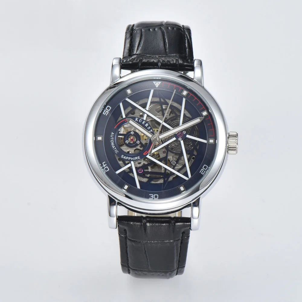 Hardlex Glass Transparent Sport Casual Mechanical Automatic Wrist Watch Waterproof Luxury Skeleton Steampunk Design Men Watch