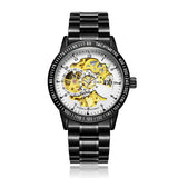 Luxury Brand Classic Skeleton Automatic Watch for Mens Black White Cheap Mechanical Wrist Men Watch Oem Customised