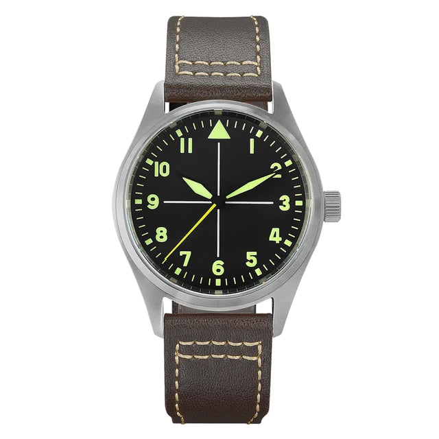 Titanium Vintage YN55 Automatic Mechanical Diver Watch for Men Waterproof Luminous Leather Strap with Pointer Dial Display