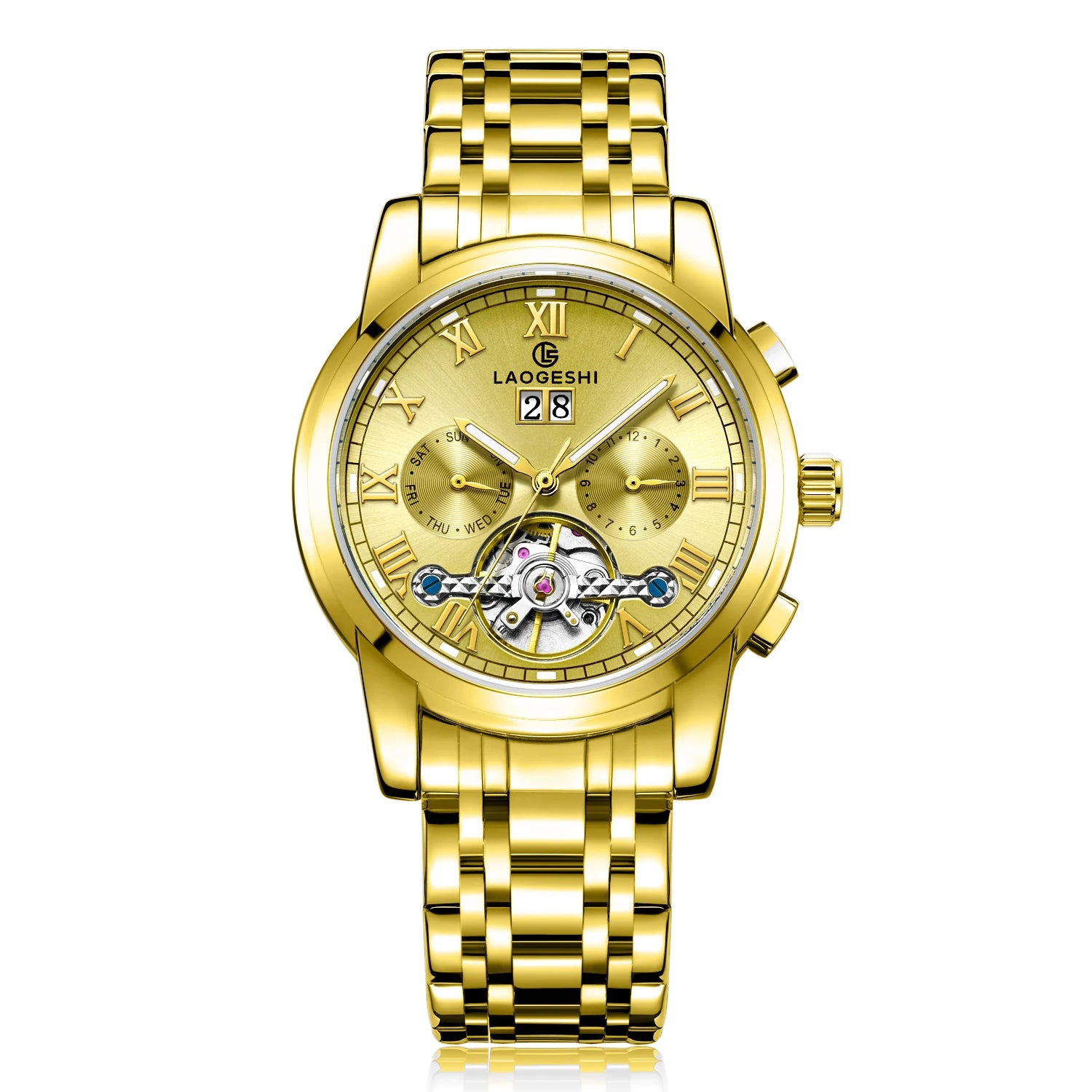 Luxury Designer 6006A Stainless Steel Wrist Men Watch Tourbillon Movement Automatic Mechanical Date Watch