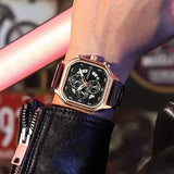 CRRJU 2314 New Stainless Steel Rose Black Men Watch Multi-function Chronograph Quartz Watches Mens Waterproof Luminous Clock