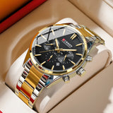 CURREN 8446 New Arrival 44mm Dial Gold Men Watch Stainless Steel Waterproof Multifunction Quartz Watches Mens Date Wristwatches