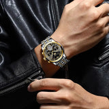 POEDAGAR Men Watch Automatic Mechanical Man Wrist Watch Hollow Tourbillon Stainless Steel Waterproof Luminous Date Mens Watches