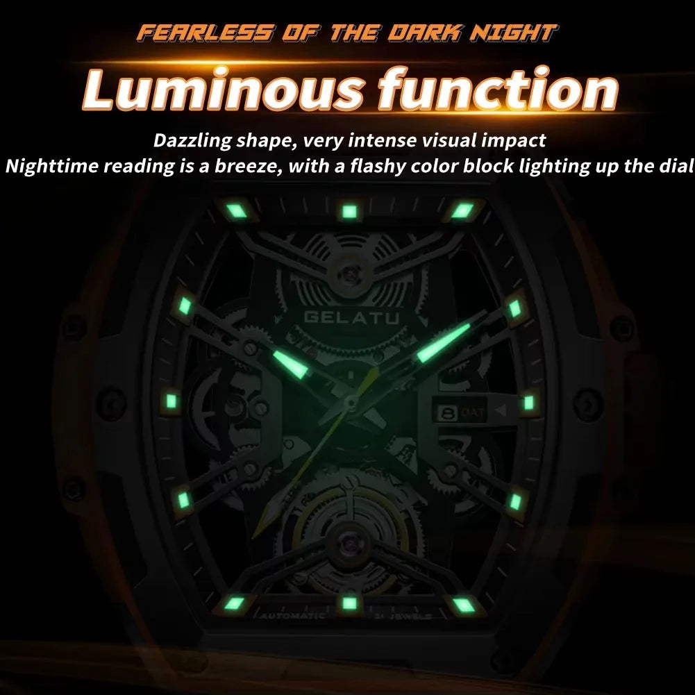 GELATU 6012 Classics High Quality Men Watch Waterproof Silicone Strap Luxury Waterproof Automatic Mechanical Wristwatch Clock