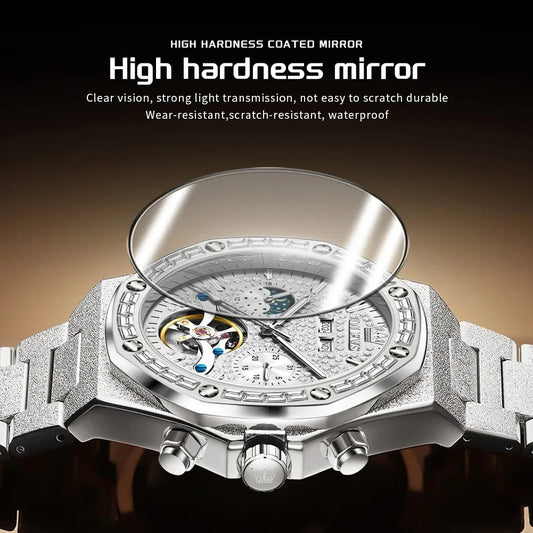 OLEVS 9805 Fashion Tourbillon Men Watch Moon Phase Calendar Week Waterproof Watch Luxury Fully Automatic Mechanical Clock Reloj