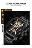 CRRJU 2313 Men Watch Casual Square Silver Quartz Watch Men Stainless Steel Strap Waterproof Time Code Illuminated Simple Clock