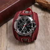 2025 Mens Quartz Wristwatch Fashion Cowhide Watchband Vintage Punk Big Round Watches Men Wide Genuine Leather Bracelets Clock