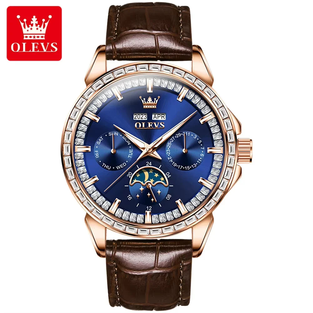 OLEVS 6695 Automatic Mechanical Watch - Leather Strap Calendar Function