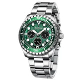 Luxury Brand BIDEN 0239 Quartz Analog Business Men Watch Date Chronograph Waterproof Stainless Steel Wristwatch 12/24 Hour Clock