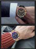 BIDEN 0163 New Men's Fashion Quartz Watches Sport Waterproof Luminous Multifunction Luxury Men Watch Stainless Steel Clock Gold