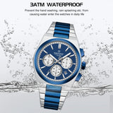 NAVIFORCE Trend Silver Blue Stainless Steel Couple Quartz Watches Calendar Chronograph for Lovers Waterproof Fashion Men Watch