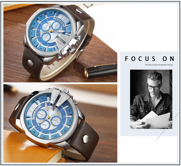 Luxury Gold Leather Watch - Military Inspired Design