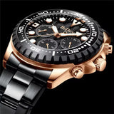 Luxury Brand BIDEN 0239 Quartz Analog Business Men Watch Date Chronograph Waterproof Stainless Steel Wristwatch 12/24 Hour Clock