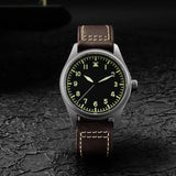 Titanium Vintage YN55 Automatic Mechanical Diver Watch for Men Waterproof Luminous Leather Strap with Pointer Dial Display