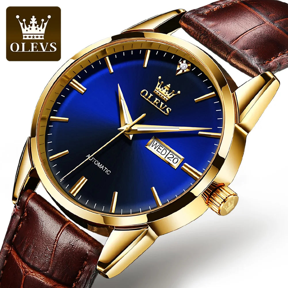 OLEVS 6629 Classic Mechanical Watch - Leather Business Design