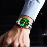 New POEDAGAR 985 Top Brand Luxury Green Dial Men Watch Waterproof Luminous Date Clock Mechanical Watch for Men Quartz Wristwatch