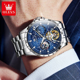 OLEVS 6689 Automatic Mens Mechanical Watches for Men Waterproof Sport Leather  Luxury Wrist Reloj Wrist Men Watch