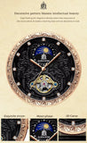 Raksa Duke  New Brand High Quality Automatic Genuine Leather Tourbillon Moon Phase Stereo Carving Men Watch