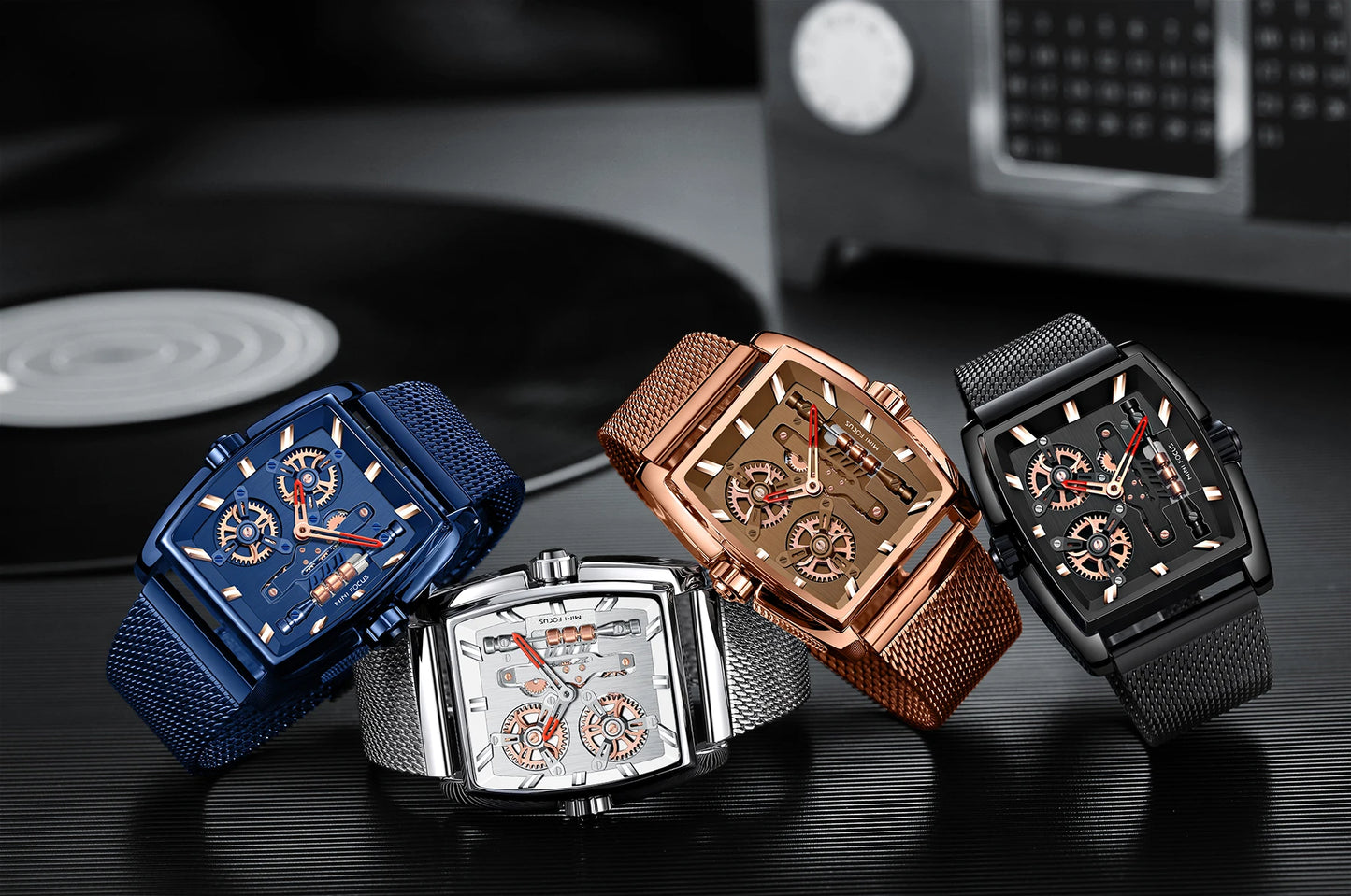 Mini Focus MF0322G Barrel Watch - Brown Mesh Steel Band