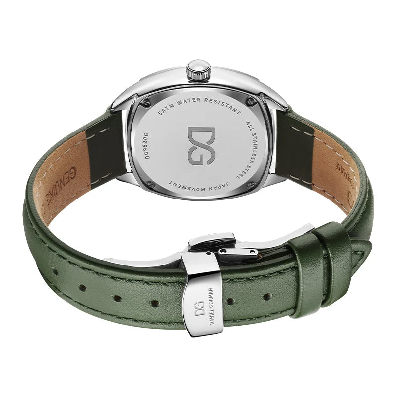 Daniel Gorman DG9520 Business Quartz Watches Luxury Green Genuine Leather Strap 5 ATM Waterproof Men Watch Montres De Luxe