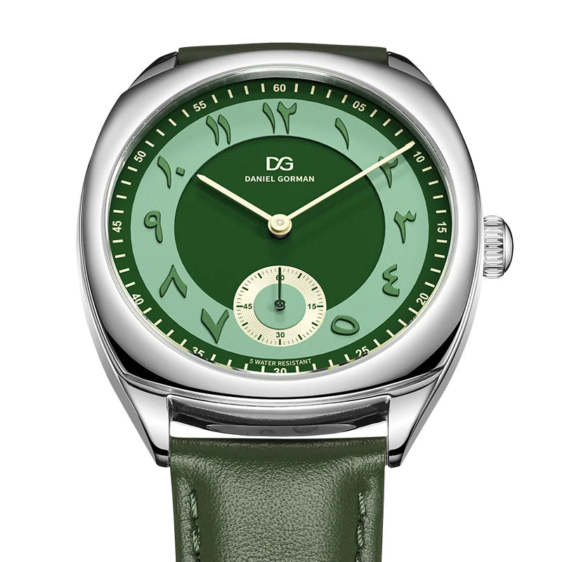 Daniel Gorman DG9520 Business Quartz Watches Luxury Green Genuine Leather Strap 5 ATM Waterproof Men Watch Montres De Luxe