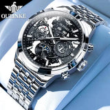 OUPINKE 3256 Fashion Men Watch Nebula Surge Dial Men Waterproof Night Light Calendar Week Original Automatic Mechanical Watch