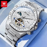OLEVS 9805 Fashion Tourbillon Men Watch Moon Phase Calendar Week Waterproof Watch Luxury Fully Automatic Mechanical Clock Reloj