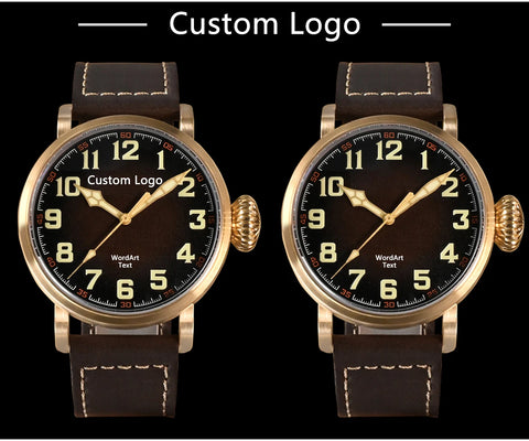 Vintage 44.5mm Manual Mechanical Men's Watch with Simple Style Sapphire Glass 10Bar Water Resistant Dial Diameter 30mm