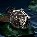 Aesop Gold Tourbillon Automatic Mechanical Wristwatches Men Leather Watch With Roman Number Men Watch Luxury Tourbillon