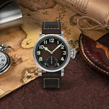 Vintage 44.5mm Manual Mechanical Men's Watch with Simple Style Sapphire Glass 10Bar Water Resistant Dial Diameter 30mm