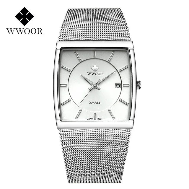 WWOOR Luxury Rectangle Watch - Ultra-Thin Stainless Steel Sport Timepiece