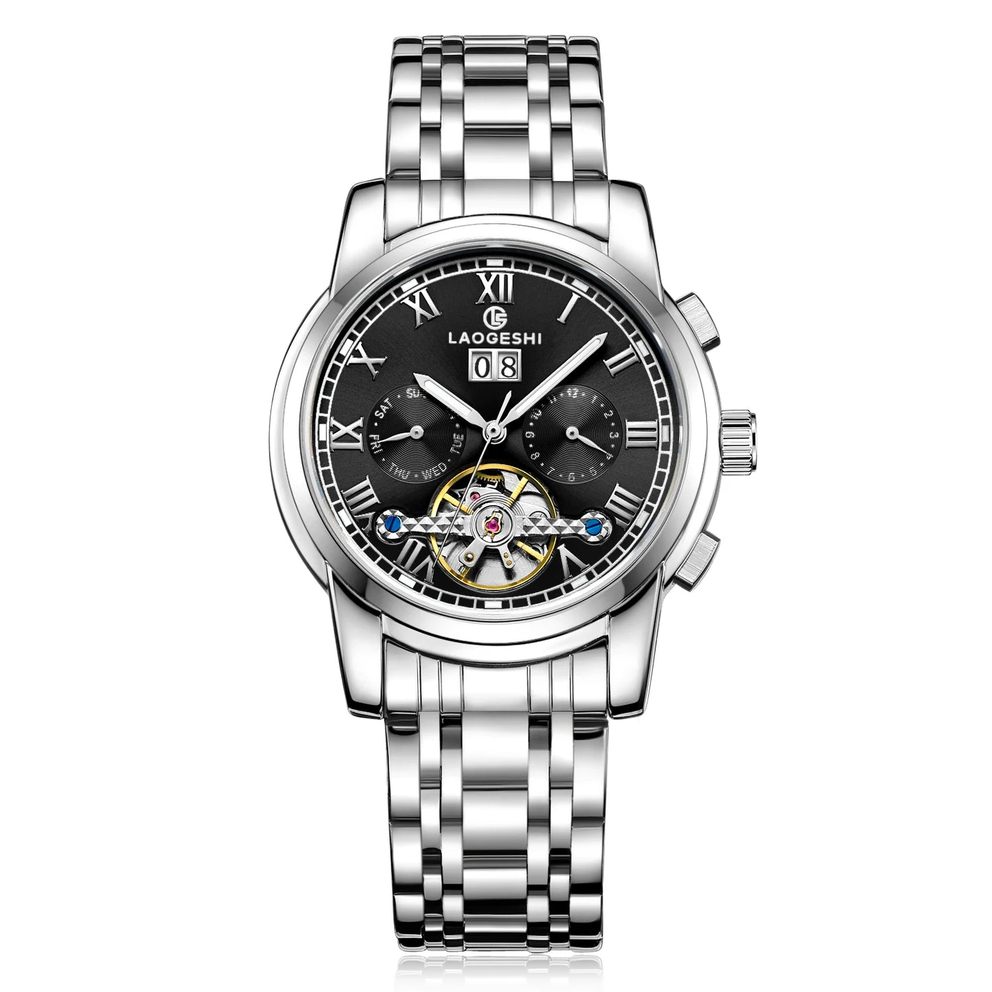 Luxury Designer 6006A Stainless Steel Wrist Men Watch Tourbillon Movement Automatic Mechanical Date Watch