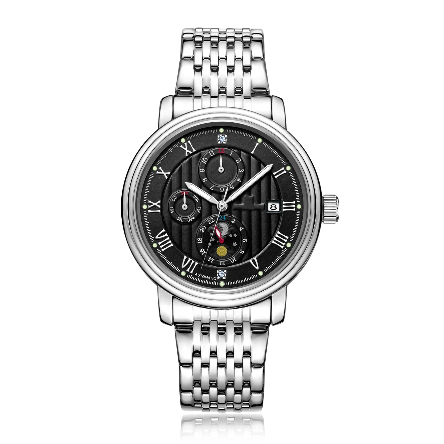 Luxury Designer Men Watch Auto Date Stainless Steel Band 6019 Luminous Hands 41mm Wrist Watch