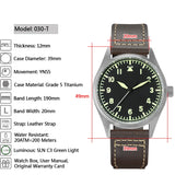 Titanium Vintage YN55 Automatic Mechanical Diver Watch for Men Waterproof Luminous Leather Strap with Pointer Dial Display