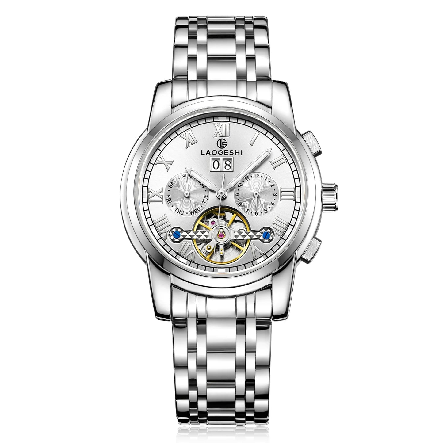 Luxury Designer 6006A Stainless Steel Wrist Men Watch Tourbillon Movement Automatic Mechanical Date Watch