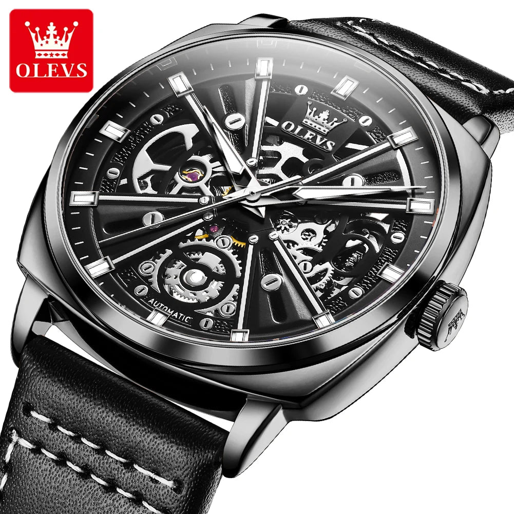 OLEVS 6685 Men Watch Elegant Brand Famous Luxury Rose Gold Watches Male Leather Butterfly Design Wristwatches Relogio